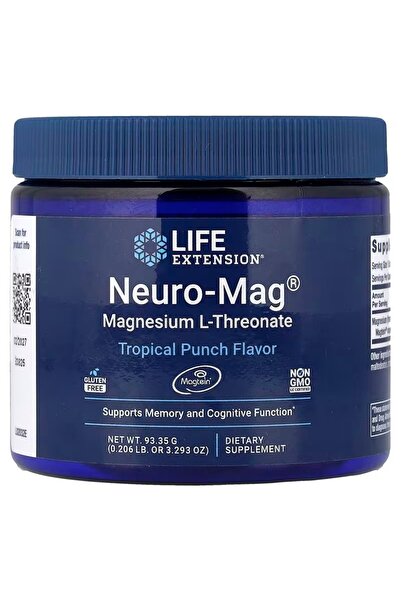 Life Extension Neuro-mag magnesium l-threonate tropical punch flavor 93.35 gr.