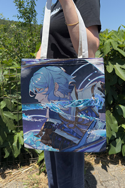 ZipZap Ayato Genshin Impact V4 Double-Sided Canvas Print Tote Bag Anime Bag