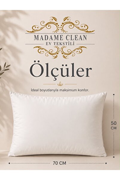 Madame Clean Home 1 Adet Premium Pamuklu 50x70 Beyaz Fermuarlı Yastık Kılıfı | İç Astar