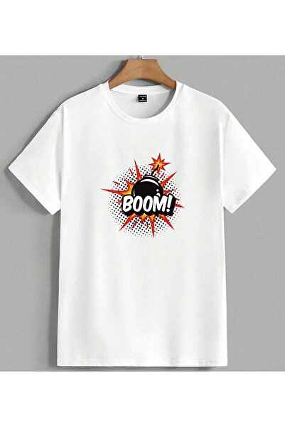 ELFERA Boom Explosion Comic Art Printed Unisex Oversize T-Shirt White