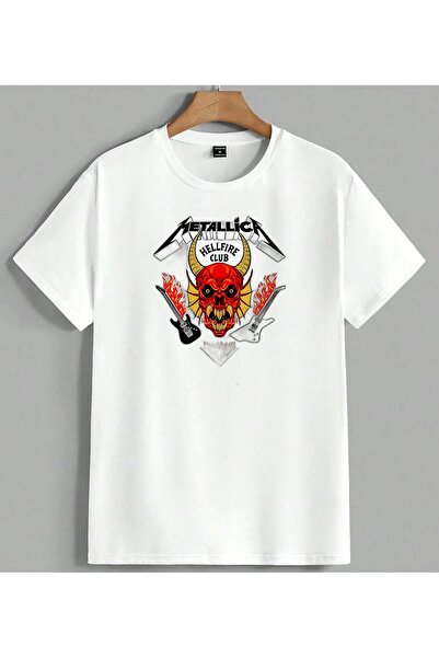 ELFERA Metallica Hellfire Club Demon printana unisex majica oversize bela