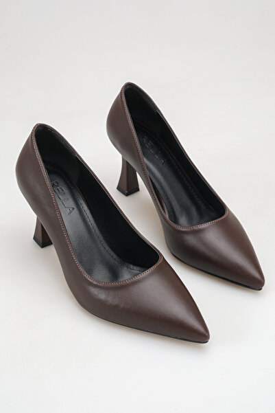 Rella حذاء نسائي بكعب عالٍ ومقدمة مدببة باللون البني، كلاسيكي أنيق للاستخدام ...