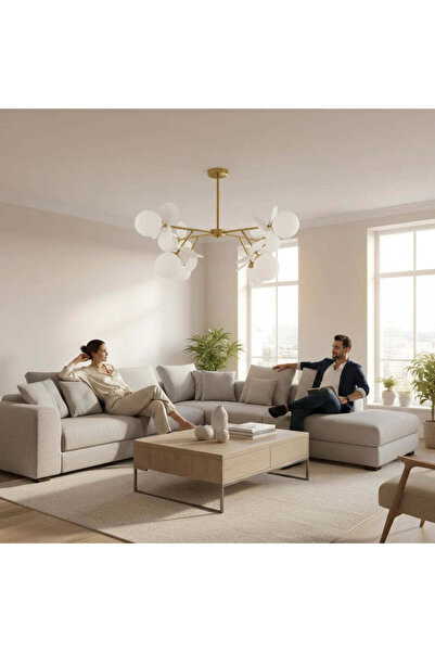 OEM Lustra cu bec moderna SVEN, Ø73cm,8x G9, Auriu, Metal