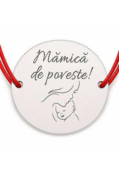 Simoshop Brățară argint 925 cu bănuț Mămică de poveste, șnur reglabil — cadou