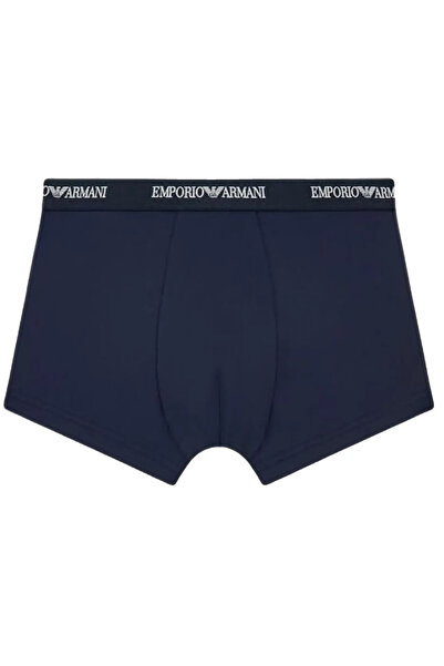 Emporio Armani بوكسر رجالي ذو مقاس عادي وشعار مطبوع وحزام خصر مرن باللون الأز...
