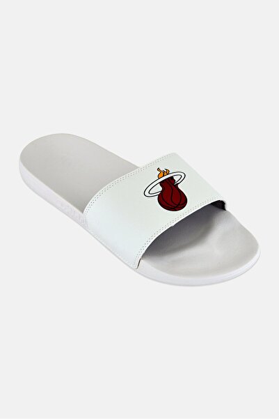 iSlide Men Miami Heat Primary Logo Slip On Slides, White