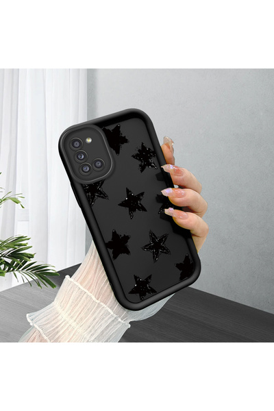 PATTERNOVA Samsung Galaxy A31 Uyumlu yüksek kaliteli Şık siyah beyaz yıldız k...