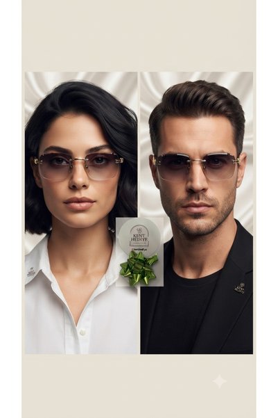 Bymiel Unisex Wooden Handle Detailed Frameless Gradient Sunglasses