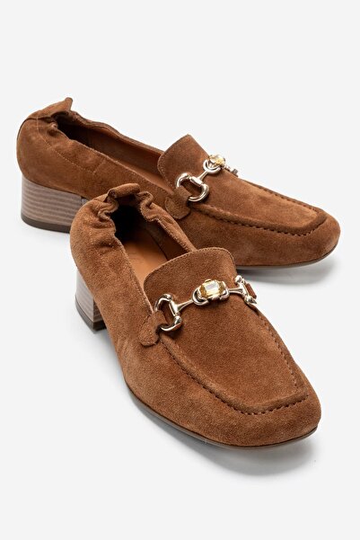 Zeynep Sıradağlı Fennisa Women's Genuine Leather Shoes Tan Suede