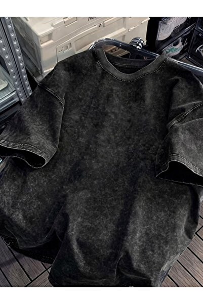 HOFFNUNG Unisex Oversize Vintage Washed Street Style Μόδα του δρόμου Βαμβακερ...
