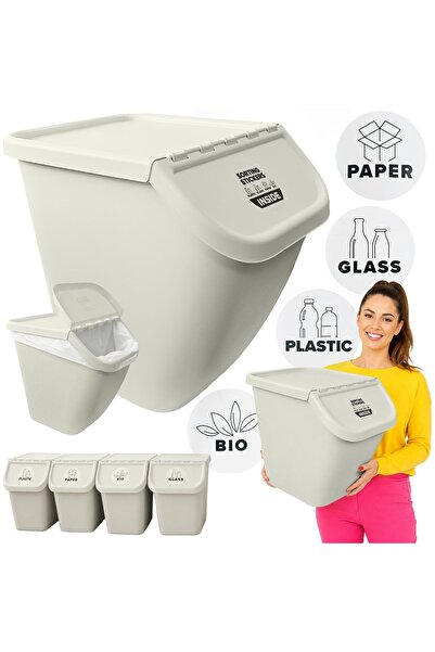 EDANTI Coșuri pentru sortarea deșeurilor cu autocolante – Set de 4