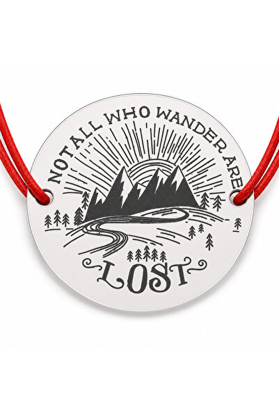 Simoshop Brățară argint 925 cu bănuț Not all who wander are lost, șnur reglab...