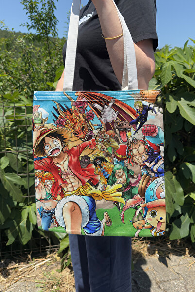 ZipZap One Piece V2 Summer and Winter Double-Sided Canvas Print Tote Bag Anim...