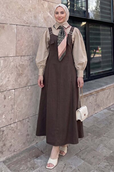 Salih Çelebi Strappy Gilet Dress 7017 - Brown