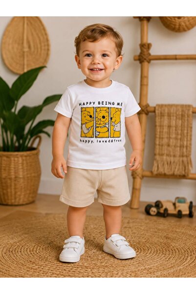 Organic Product DimpleBaby طقم شورت صيفي قطني للأطفال Happy Being Me من 0 إلى...