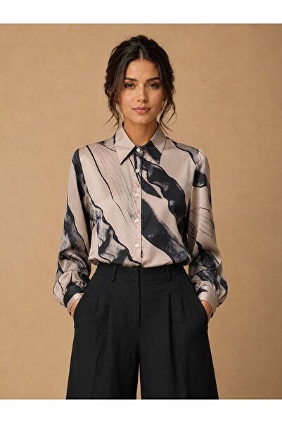 TOP BERLANTY Elegant Abstract Print Blouse by Ora