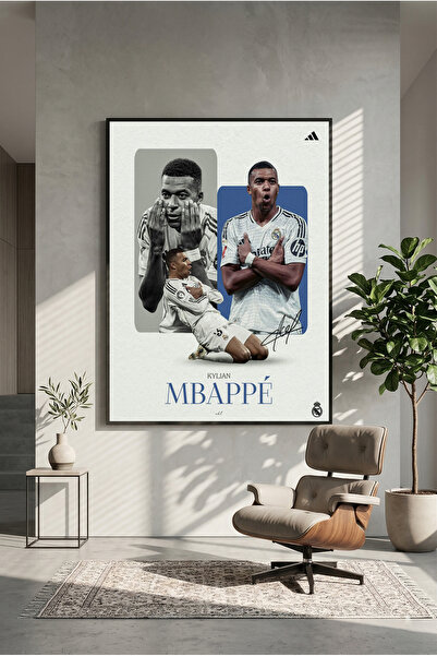 postercraft Dizajn drvenog plakata sa slikom Kyliana Mbapea iz Real Madrida (...