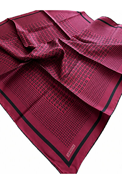 Armine Eșarfă din mătase pură Tivil 9502 - 12 IST Burgundy Black Logo Pattern