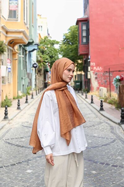 ENRİCO FERRİ Allure Plain Tensel Shawl - Honey Foam