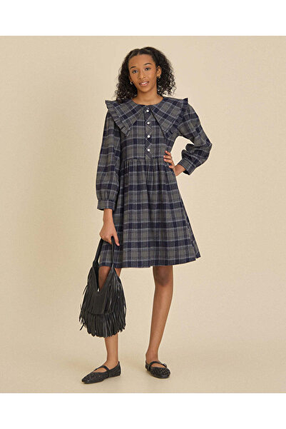 REDTAG Senior Girls Navy Plaid Dress