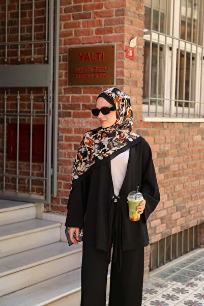 ENRİCO FERRİ Noir Velora Patterned Shawl - Black Orange