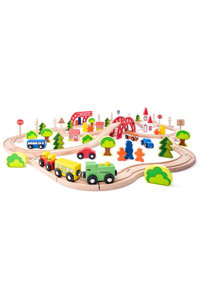 Woodyland Set trenulet cu gara si pod Woody