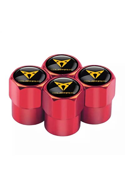 GARDENAUTO غطاء صمام من الألومنيوم مع شعار مقعد كوبرا 4 قطع (أحمر)