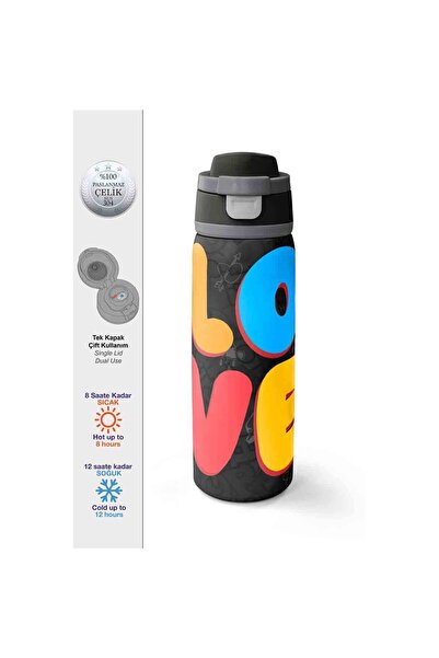 Coral High Love Baskılı Çelik Termos Matara 800 ml 38508