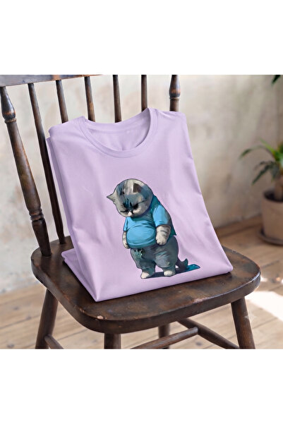 UNCİA OUTDOORS Γυναικείο/Ανδρικό unisex μπλουζάκι με στάμπα χοντρής γάτας, με...