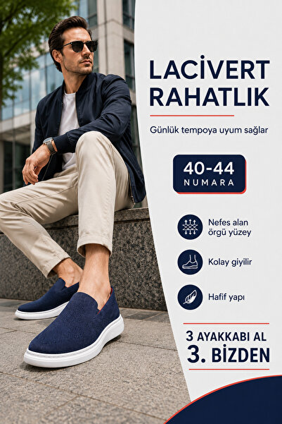 Ayakkabı Deryası Erkek Triko Bağcıksız Slip-On Günlük Hafif Sneaker Ayakkabı ...