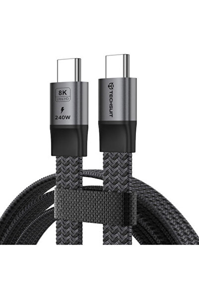Techsuit Καλώδιο βίντεο USB-C αρσενικό - USB-C PD240W, USB4.0 Gen 4, 40Gbps, ...