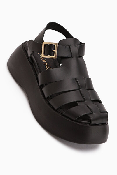 Limoya Yonna Genuine Leather Black High-Heeled Women's Sandals