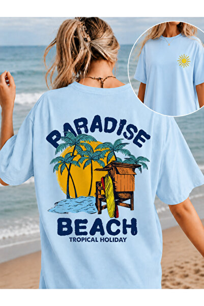 VODEXA Γυναικείο T-Shirt Oversize PARADAYS με στάμπα, 100% βαμβακερό, άνετη ε...