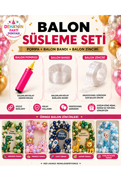 DEHAPARTY Balloon Pump Balloon Chain and Adhesive Tape Set 3 Pieces Party Orn...