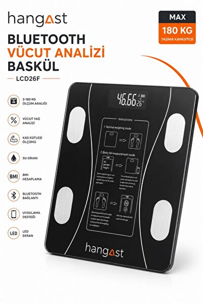 HANGAST Dijital Baskül Yağ Su Kas Vücut Kitle Endeksi Kilo Ölçer Tartı