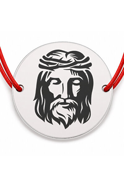 Simoshop Brățară argint 925 cu chipul lui Isus, șnur reglabil — cadou creștin