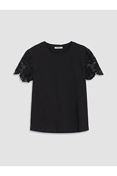 LC Waikiki Lcw Grace Black Lace 100% Cotton Blouse