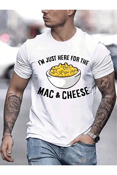 29CUN تي شيرت رجالي I AM JUST HERE FOR THE AND CHEESE، مريح برقبة دائرية وأكم...