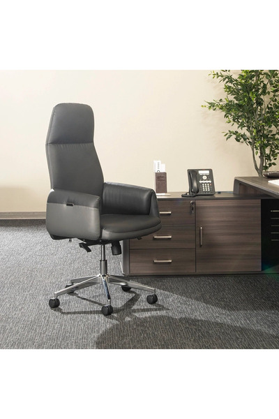 Midas Furniture كرسي نيثريل ذو ظهر عالٍ باللون الأسود