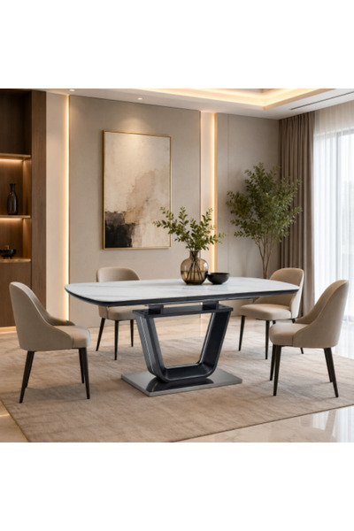 on home طاولات طعام فردية قابلة للتمديد مقاس 160 × 80 سم - رمادي فاتح