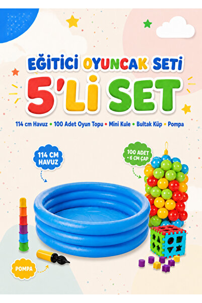Neo Kids Intex Eğitici Bebek Oyuncakları Seti Şişme Havuz 114cm + Top + Bulta...