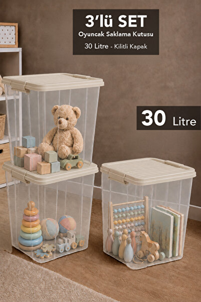 Meleni Baby 3-Piece Deep Toy Box - Organizer with Lid Baby Kids Room Toy Stor...
