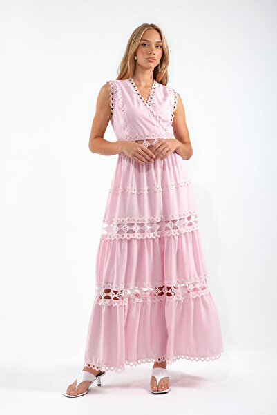 Hiccup Msn Sleeveless Ruched V-Neck Long Dress