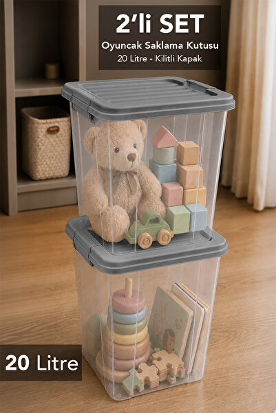 Meleni Baby 2-Piece Deep Toy Organizer - Lockable Storage Box Children's Room...