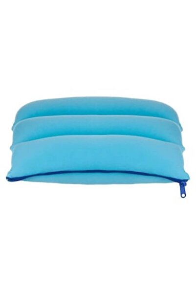 CATIANO Pernă gonflabilă de plajă 2-în-1 din textil turcoaz cu fermoar 35x35cm