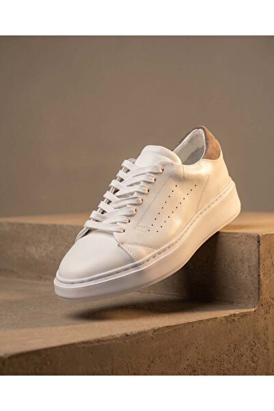TETRİ Johan Model Genuine Leather Handmade White Leather Sneaker Shoes