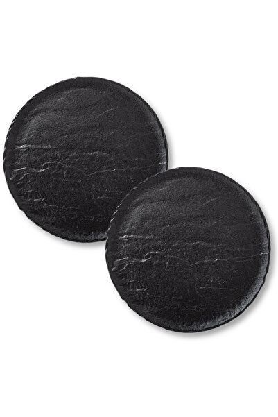 WILMAX ENGLAND Set 2 farfurii desert Slatestone WILMAX, porțelan, Negru, rotu...