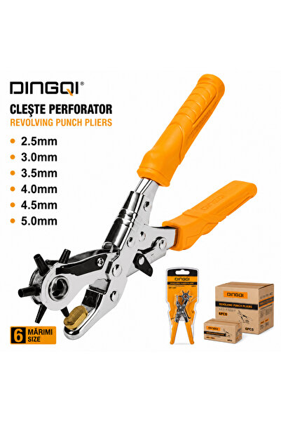DINGQI Clește perforator de 9 inch cu 6 dimensiuni de perforare – Pentru cure...