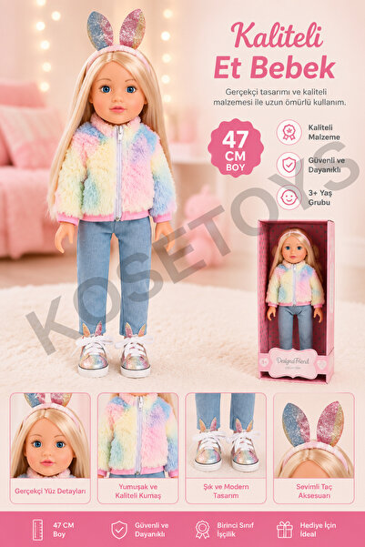 kosetoys Kız Oyuncak Bebek Gerçekçi Uzun Saçlı Yumuşak gövdeli Tarz Et bebek ...