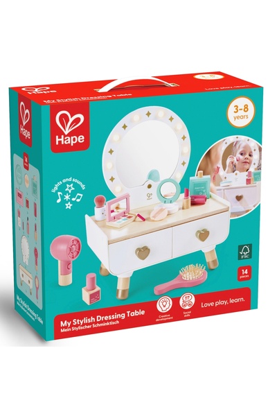 Hape Set de machiaj pentru copii din lemn, Hape, 14 piese